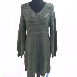 Honeycomb Knit V-Neck Mini Sweater Dress (New with Tags)